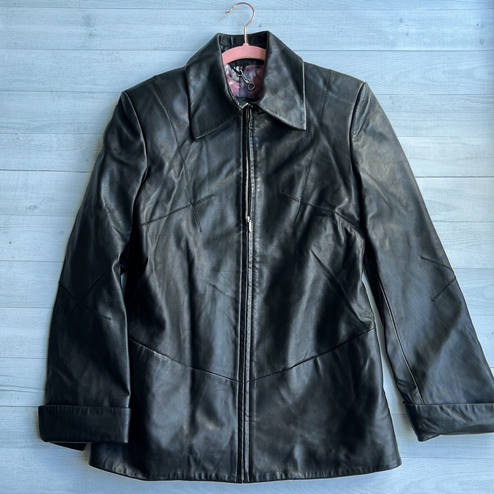 Pellino Genuine Italian Black Leather Jacket Sz M